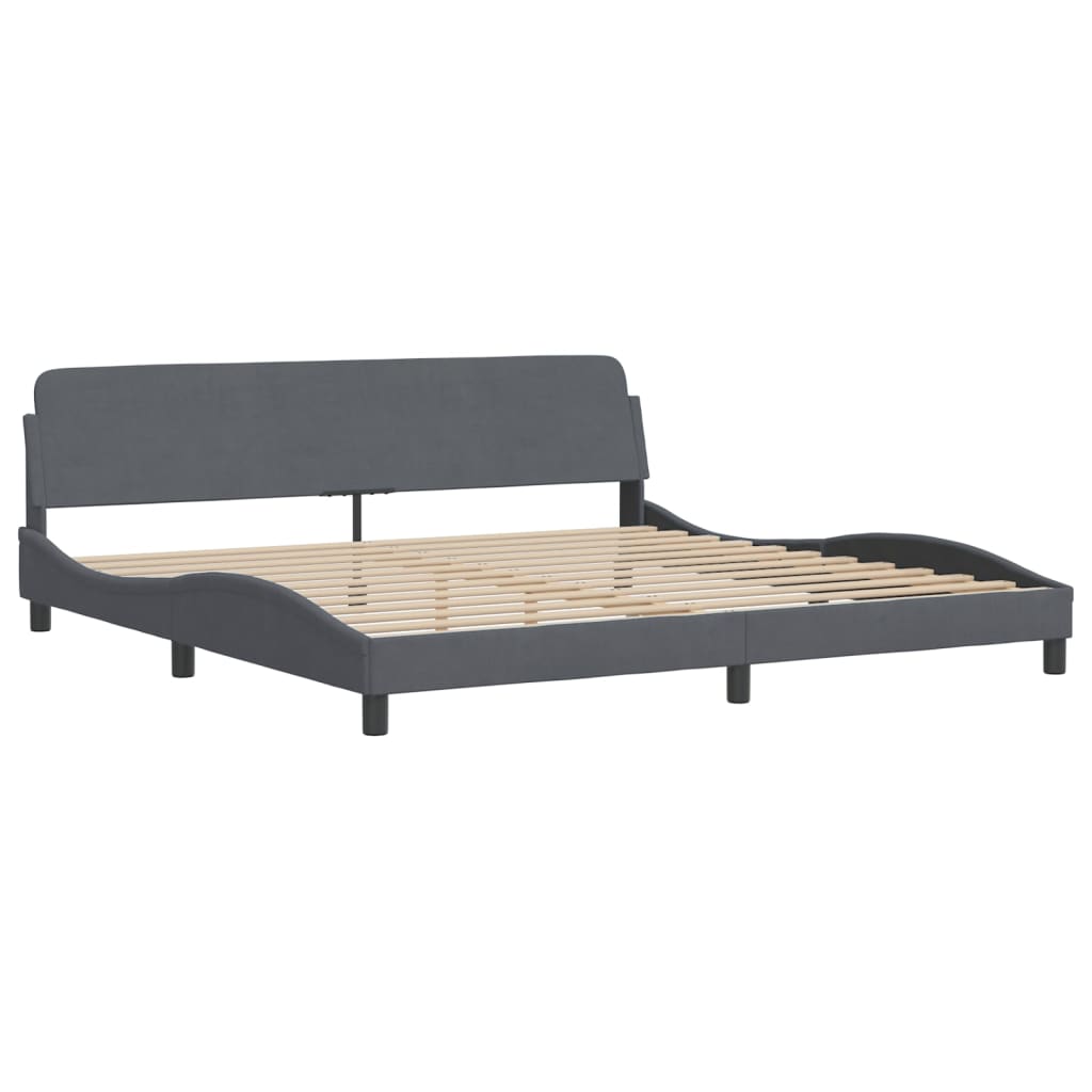Bettgestell mit LED ohne Matratze "Hanko" Dunkelgrau 200x200 cm Samt