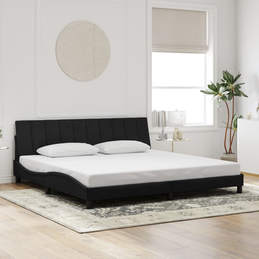 Bettgestell mit LED ohne Matratze "Hanko" Schwarz 200x200 cm Samt