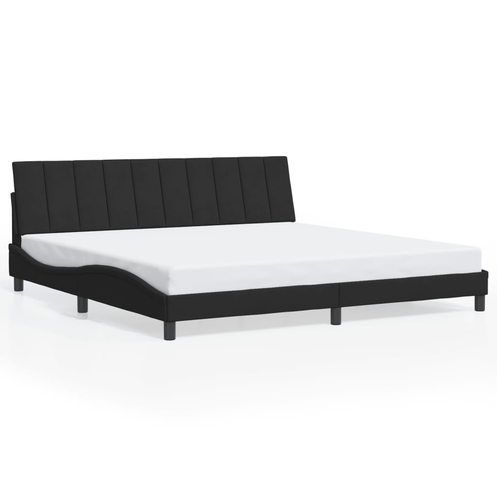 Bettgestell mit LED ohne Matratze "Hanko" Schwarz 200x200 cm Samt
