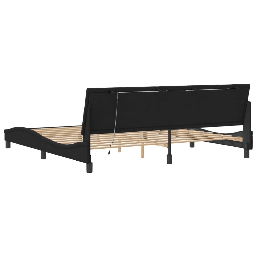 Bettgestell mit LED ohne Matratze "Hanko" Schwarz 200x200 cm Samt