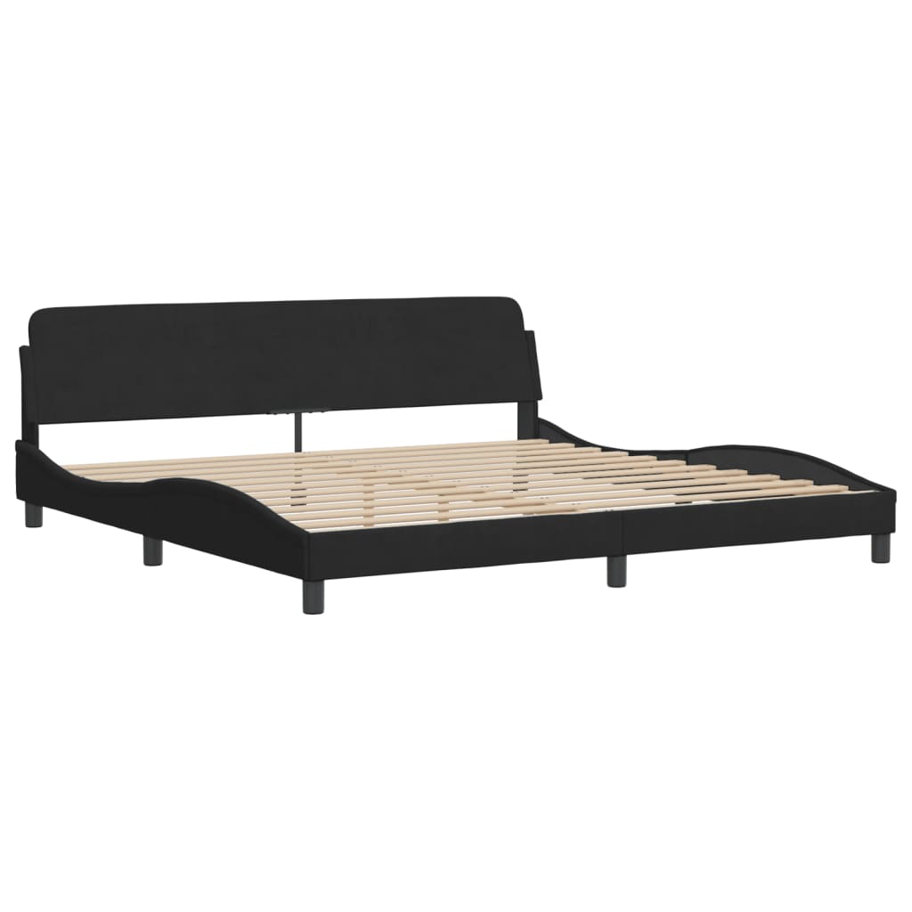 Bettgestell mit LED ohne Matratze "Hanko" Schwarz 200x200 cm Samt