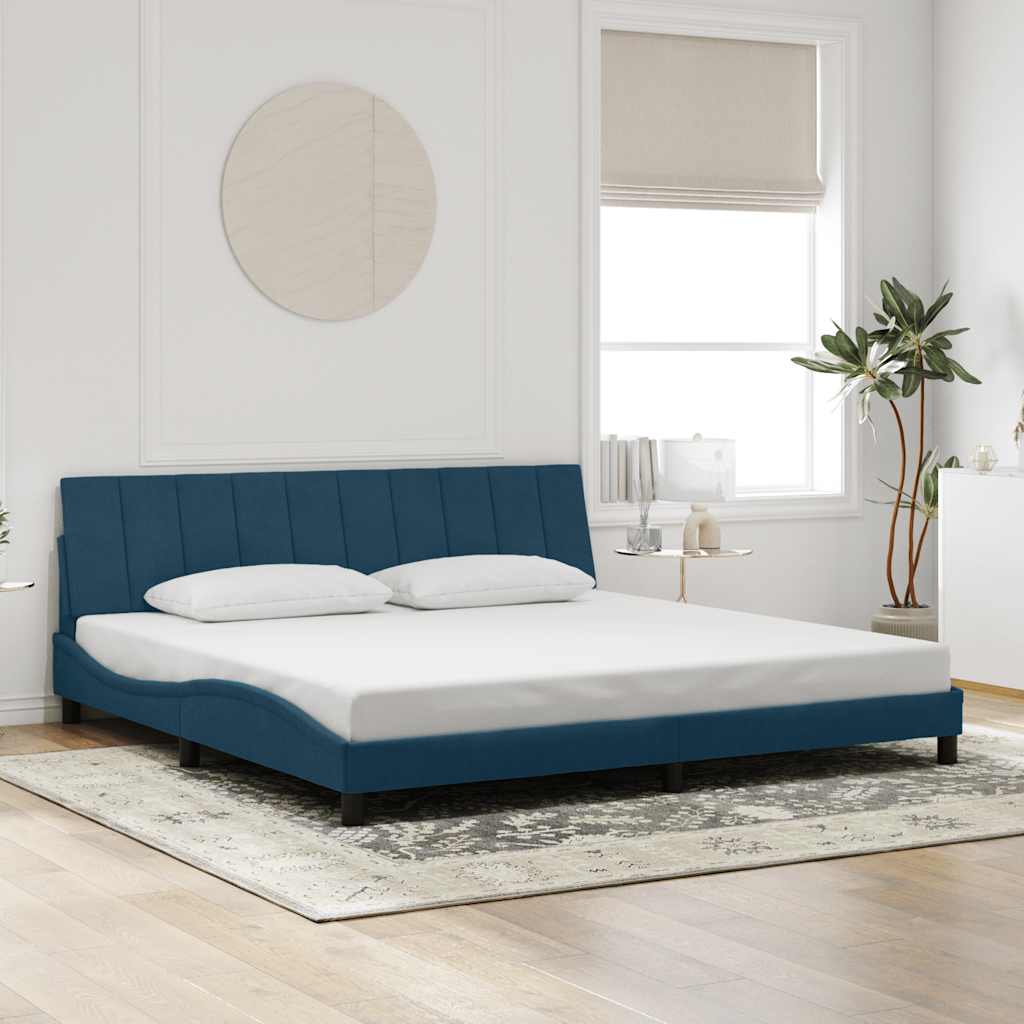 Bettgestell mit LED ohne Matratze "Hanko" Blau 200x200 cm Samt