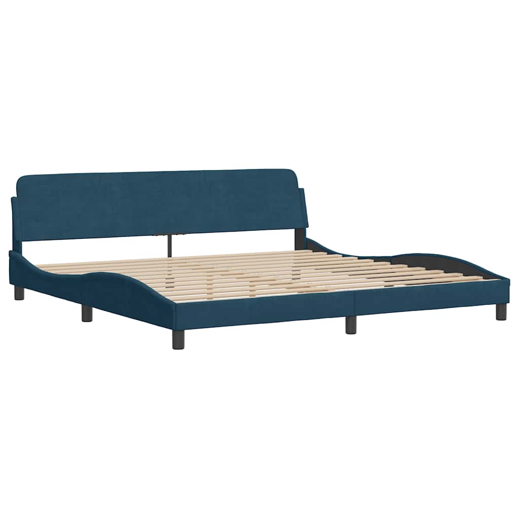 Bettgestell mit LED ohne Matratze "Hanko" Blau 200x200 cm Samt