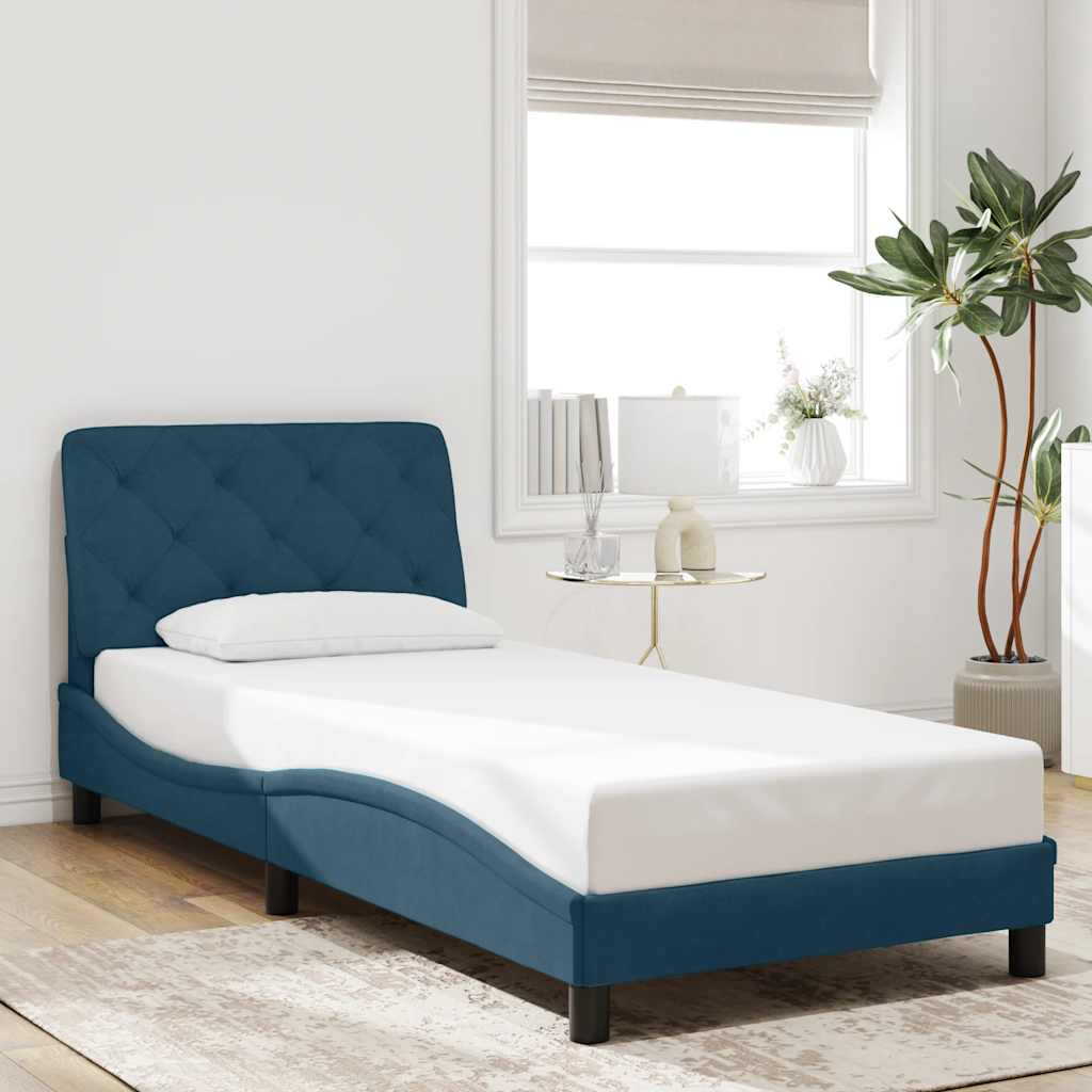 Bettgestell mit LED ohne Matratze Blau 80x200 cm Samt