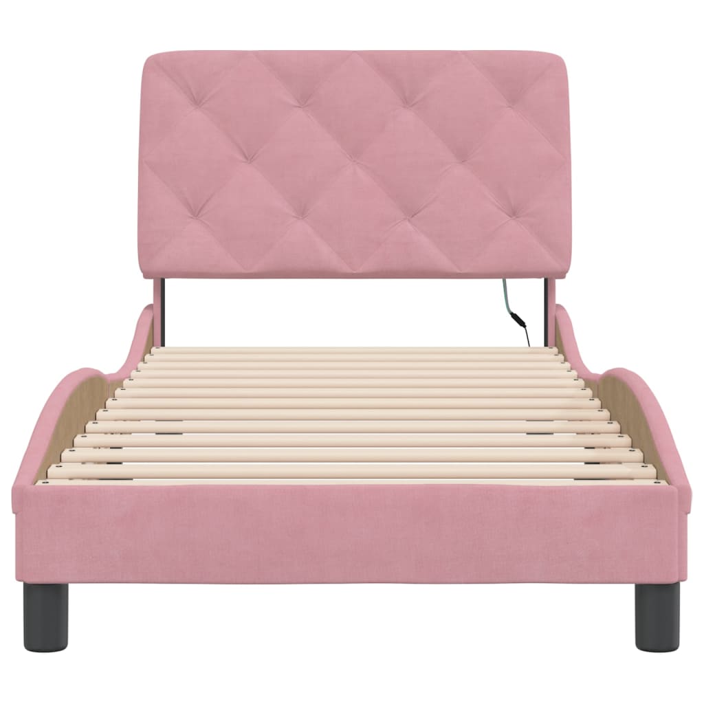 Bed frame with LED lights pink 80x200 cm velvet