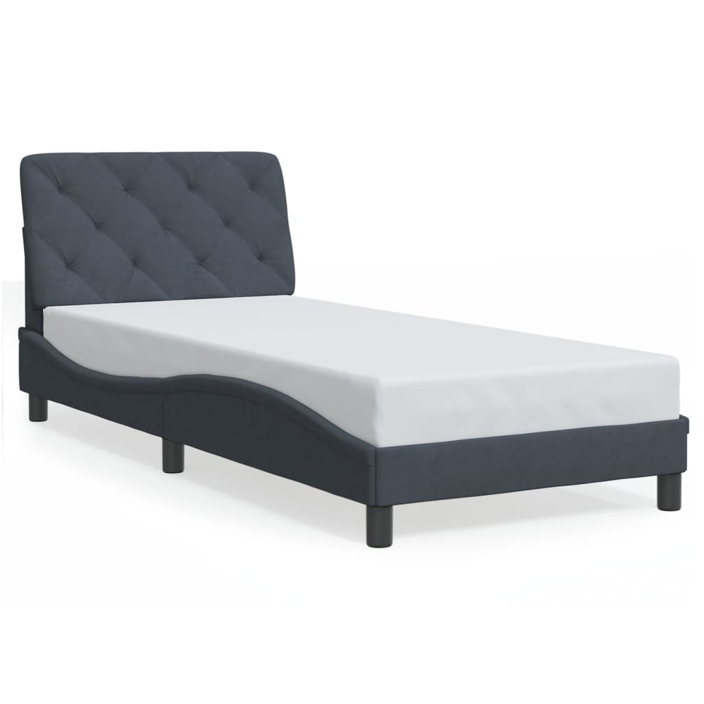 Bettgestell mit LED ohne Matratze Dunkelgrau 90x190 cm Samt
