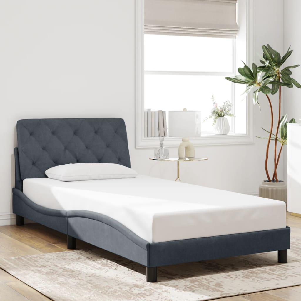Bettgestell mit LED ohne Matratze Dunkelgrau 100x200 cm Samt