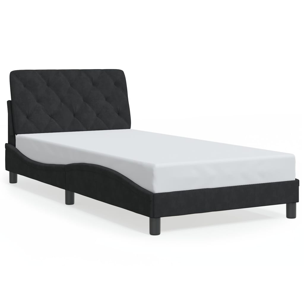 Bettgestell mit LED ohne Matratze Schwarz 100x200 cm Samt