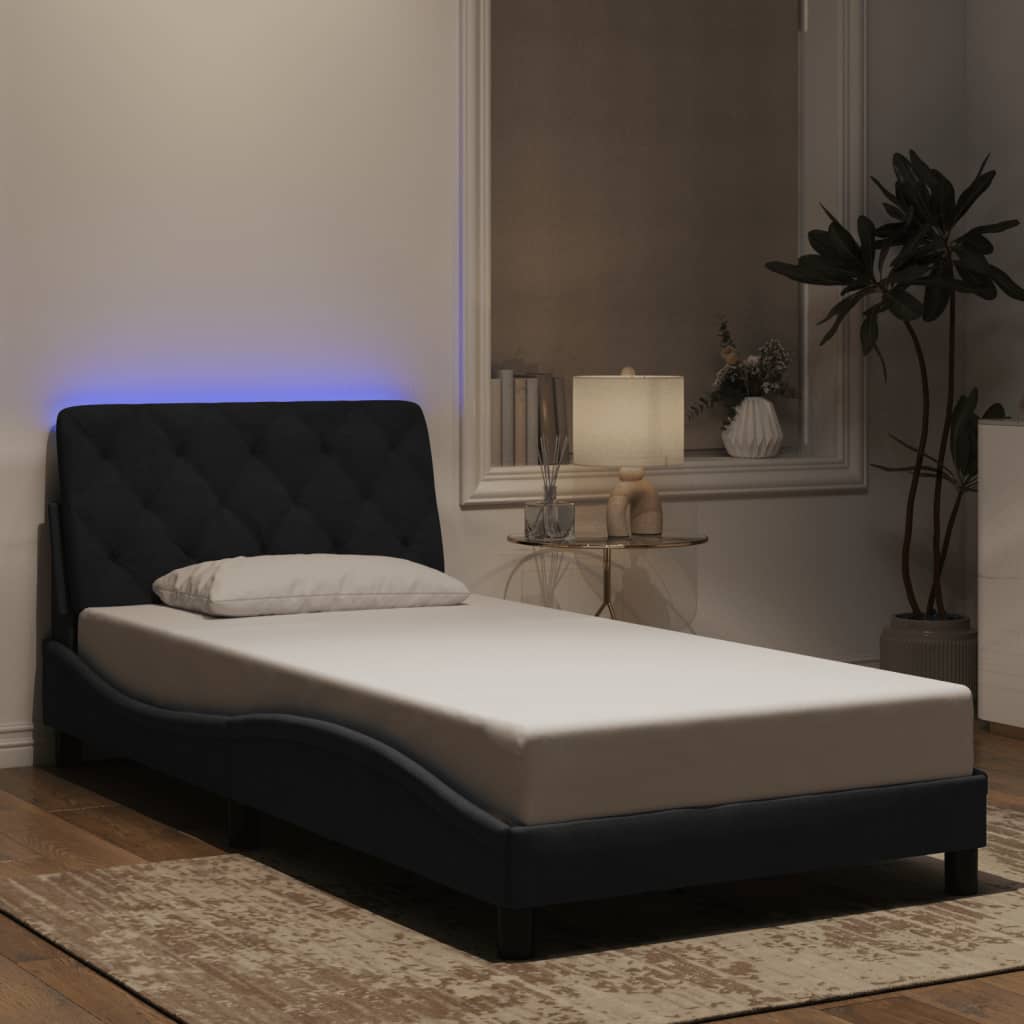 Bettgestell mit LED ohne Matratze Schwarz 100x200 cm Samt