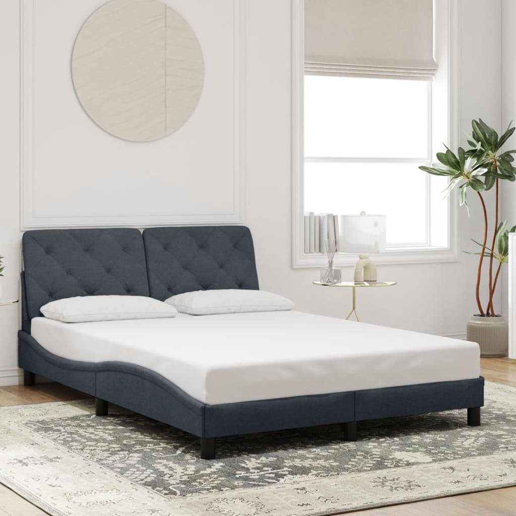 Bettgestell mit LED ohne Matratze Dunkelgrau 140x190 cm Samt