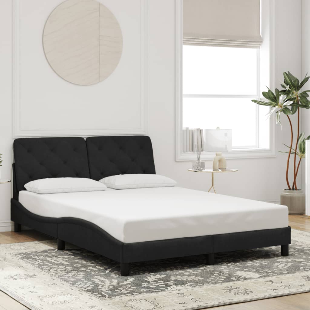 Bettgestell mit LED ohne Matratze Schwarz 140x190 cm Samt