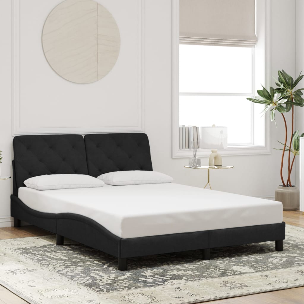 Bettgestell mit LED ohne Matratze Schwarz 140x200 cm Samt