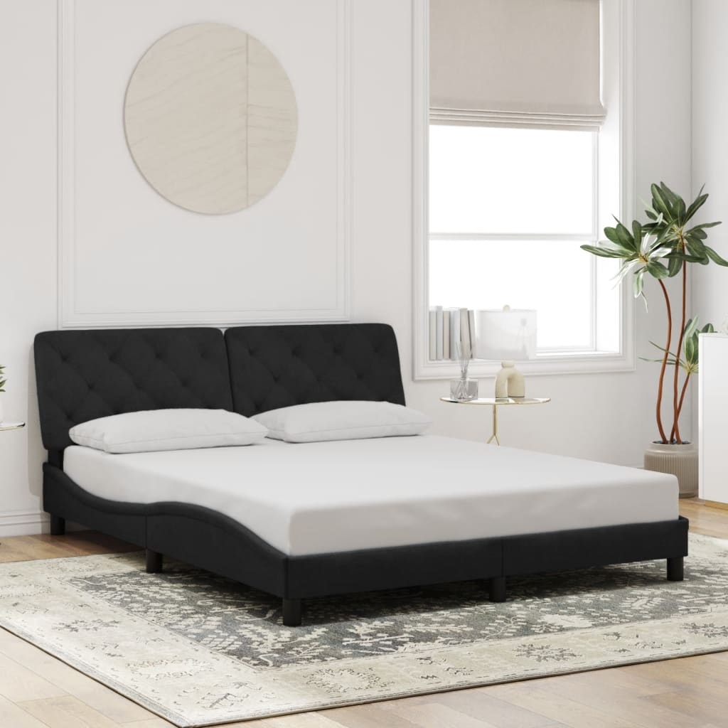 Bettgestell mit LED ohne Matratze Schwarz 160x200 cm Samt