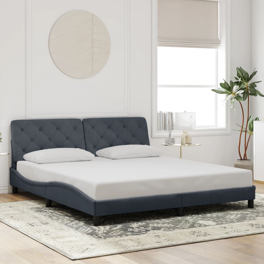 Bettgestell mit LED ohne Matratze Dunkelgrau 180x200 cm Samt