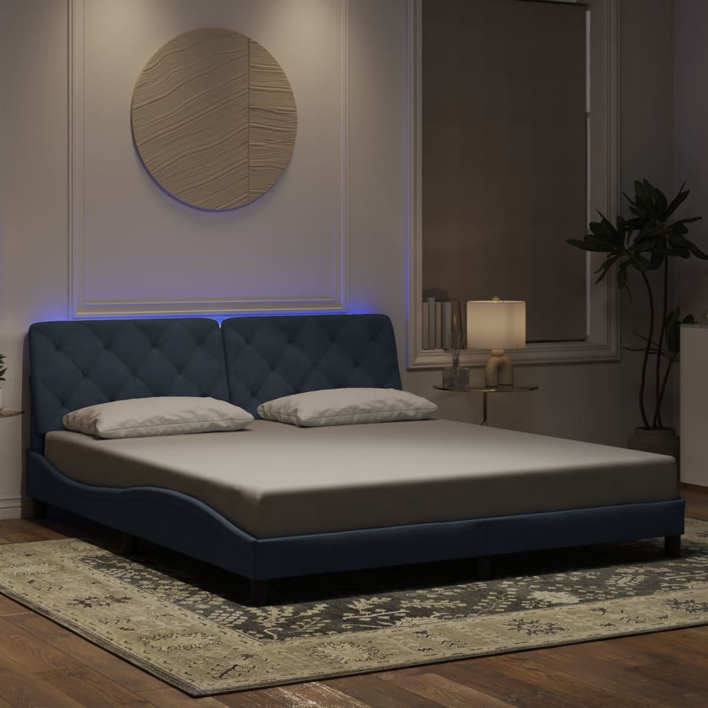 Bettgestell mit LED ohne Matratze Dunkelgrau 180x200 cm Samt
