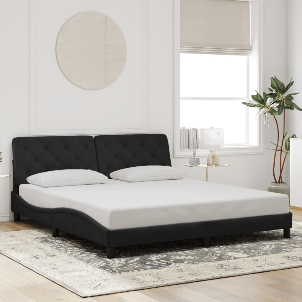 Bettgestell mit LED ohne Matratze Schwarz 180x200 cm Samt