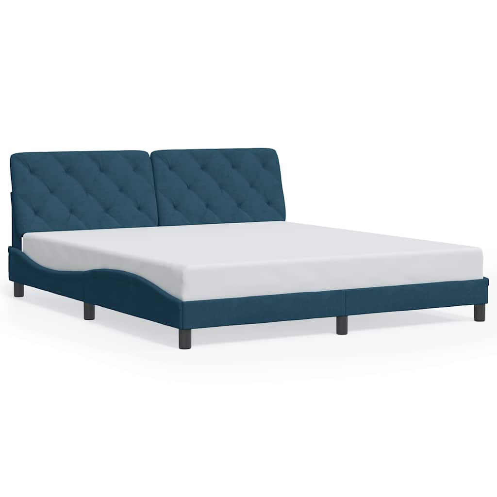 Bettgestell mit LED ohne Matratze Blau 180x200 cm Samt