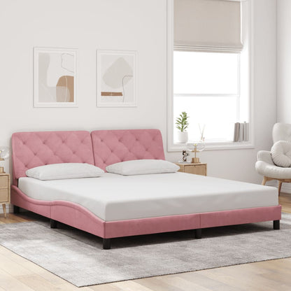 Bettgestell mit LED ohne Matratze Rosa 180x200 cm Samt