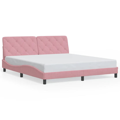 Bettgestell mit LED ohne Matratze Rosa 180x200 cm Samt