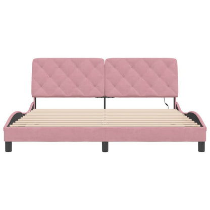 Bettgestell mit LED ohne Matratze Rosa 180x200 cm Samt