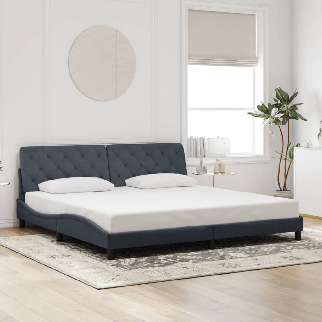 Bettgestell mit LED ohne Matratze Dunkelgrau 200x200 cm Samt