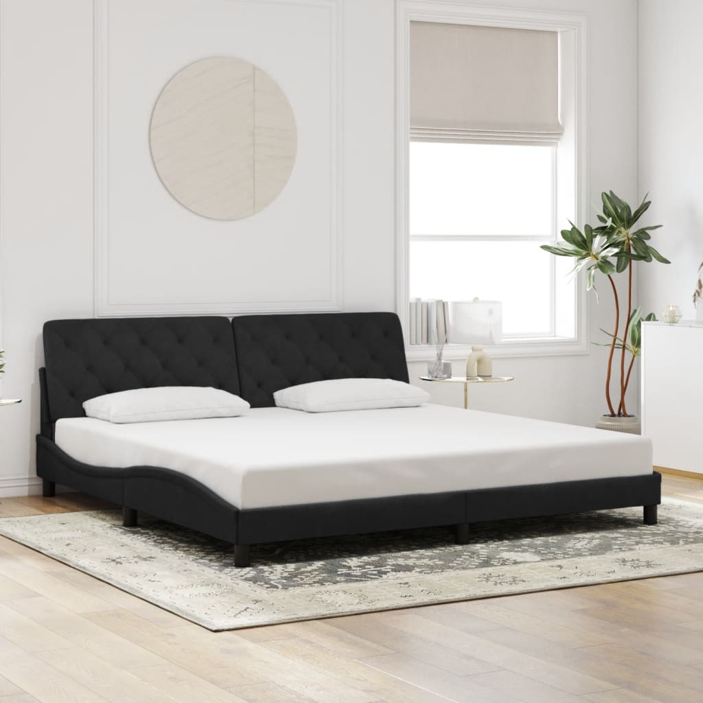 Bettgestell mit LED ohne Matratze Schwarz 200x200 cm Samt