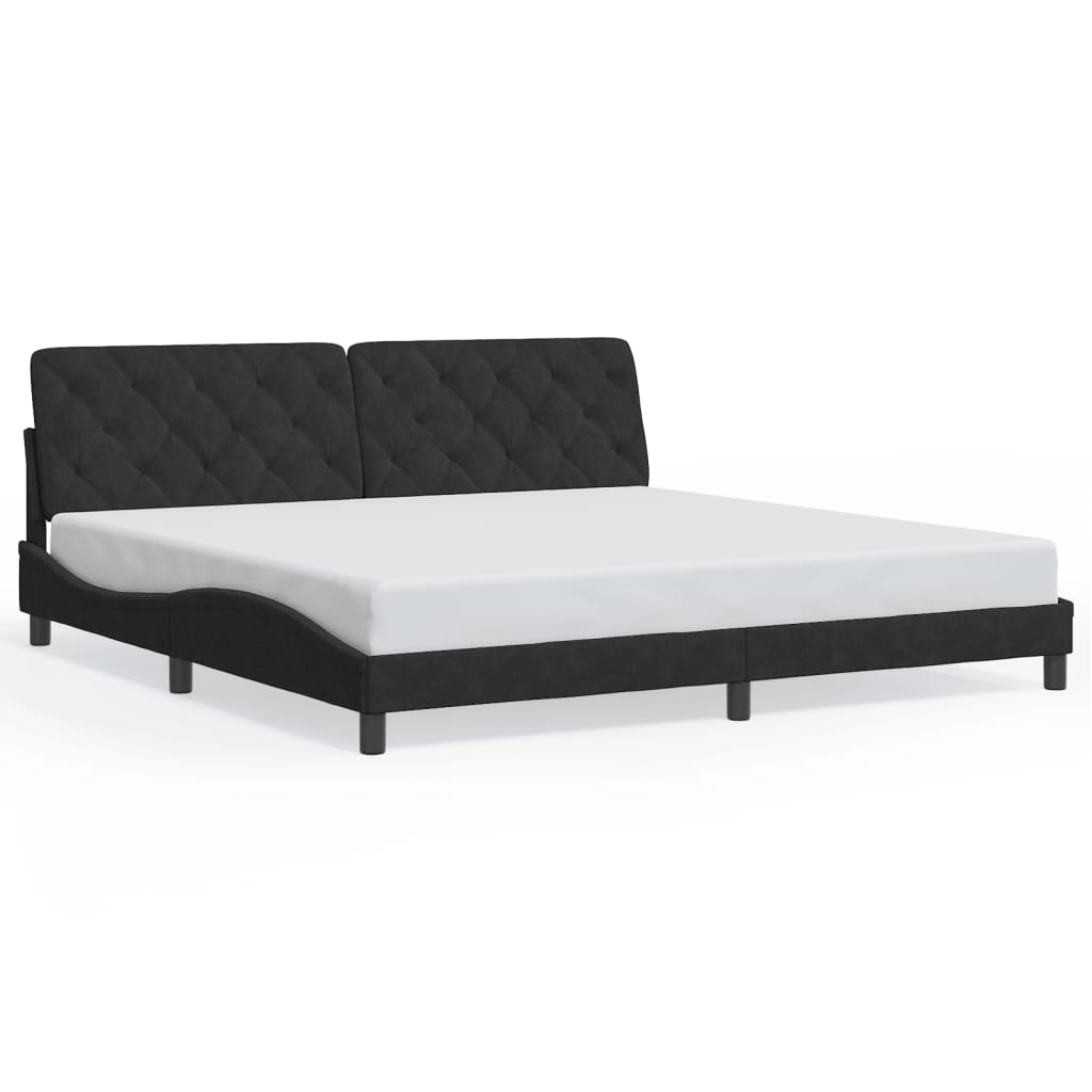 Bettgestell mit LED ohne Matratze Schwarz 200x200 cm Samt