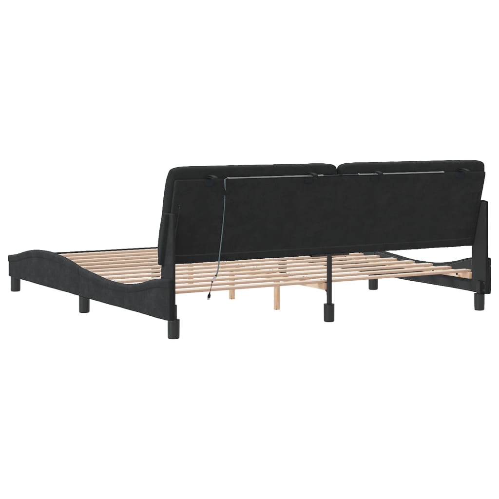 Bettgestell mit LED ohne Matratze Schwarz 200x200 cm Samt