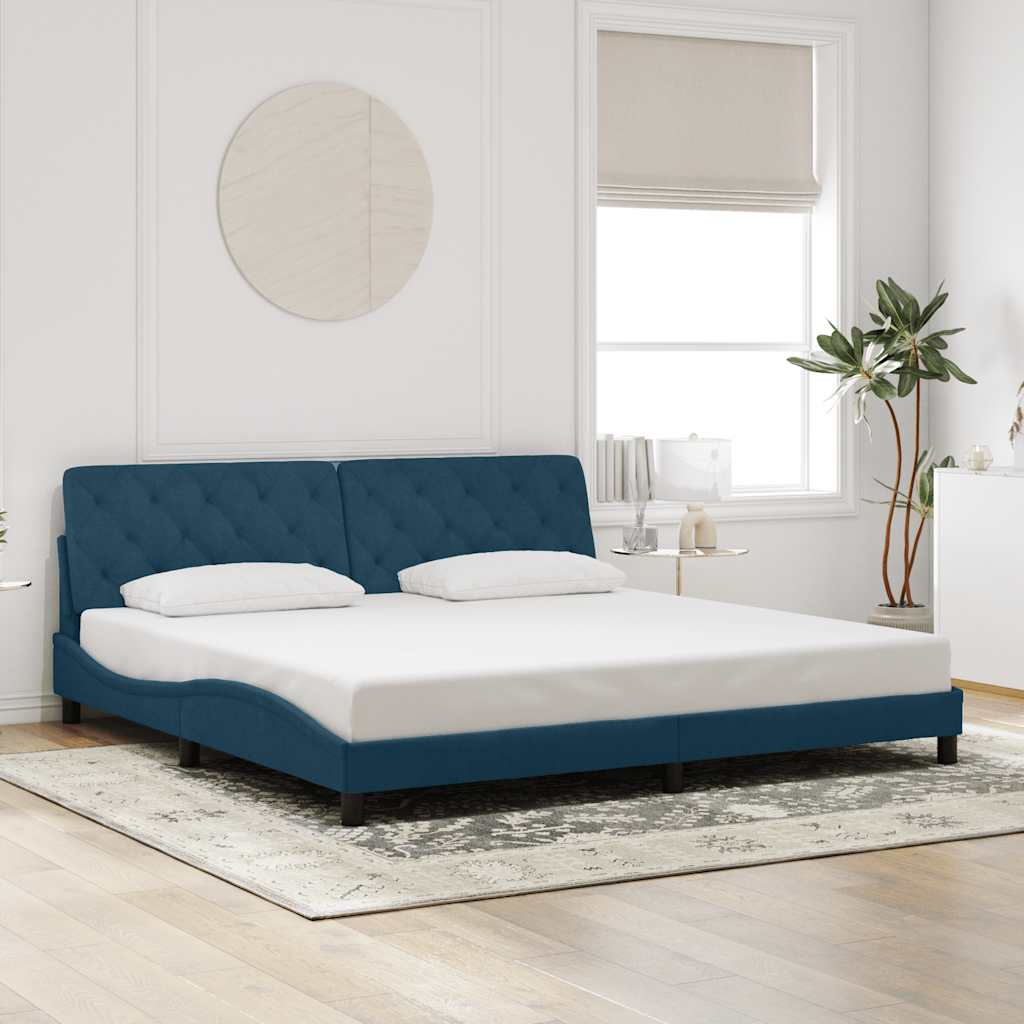 Bettgestell mit LED ohne Matratze Blau 200x200 cm Samt