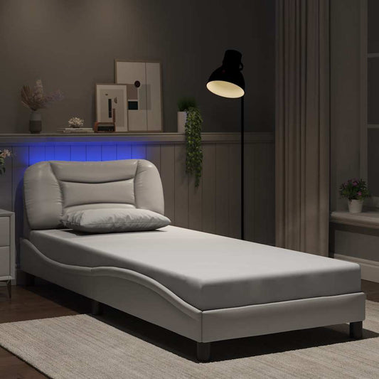 Bettgestell mit LED ohne Matratze "Hvar" Weiß 80x200 cm