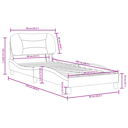 Bettgestell mit LED ohne Matratze "Hvar" Grau 80x200 cm