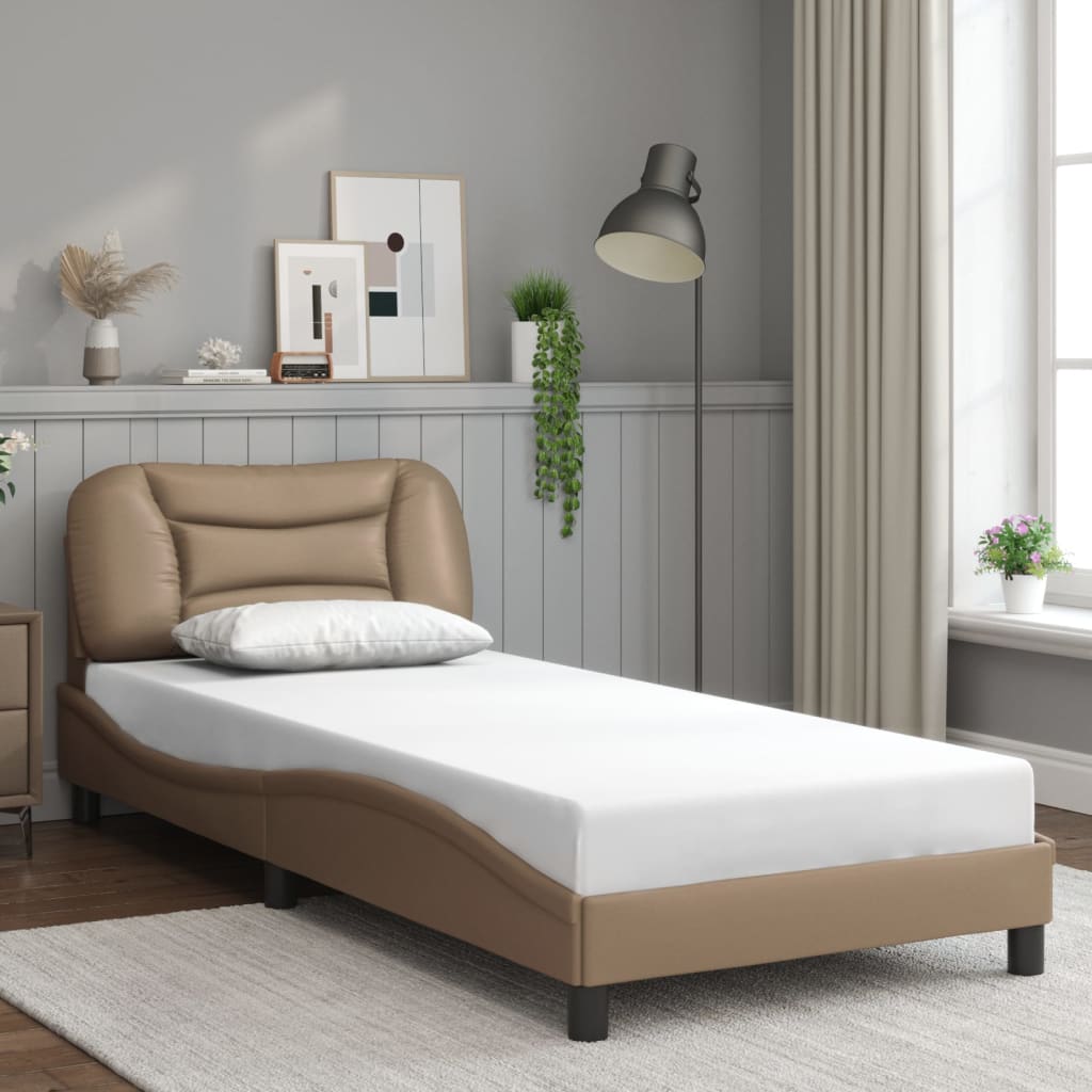 Bed frame with LED cappuccino brown 80x200 cm artificial leather