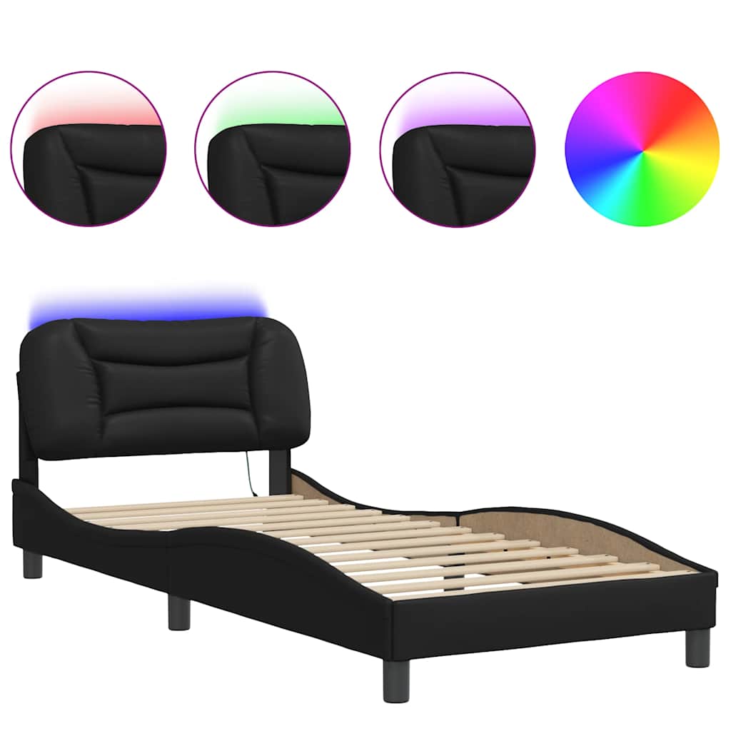 Bettgestell mit LED ohne Matratze "Hvar" Schwarz 90x200 cm