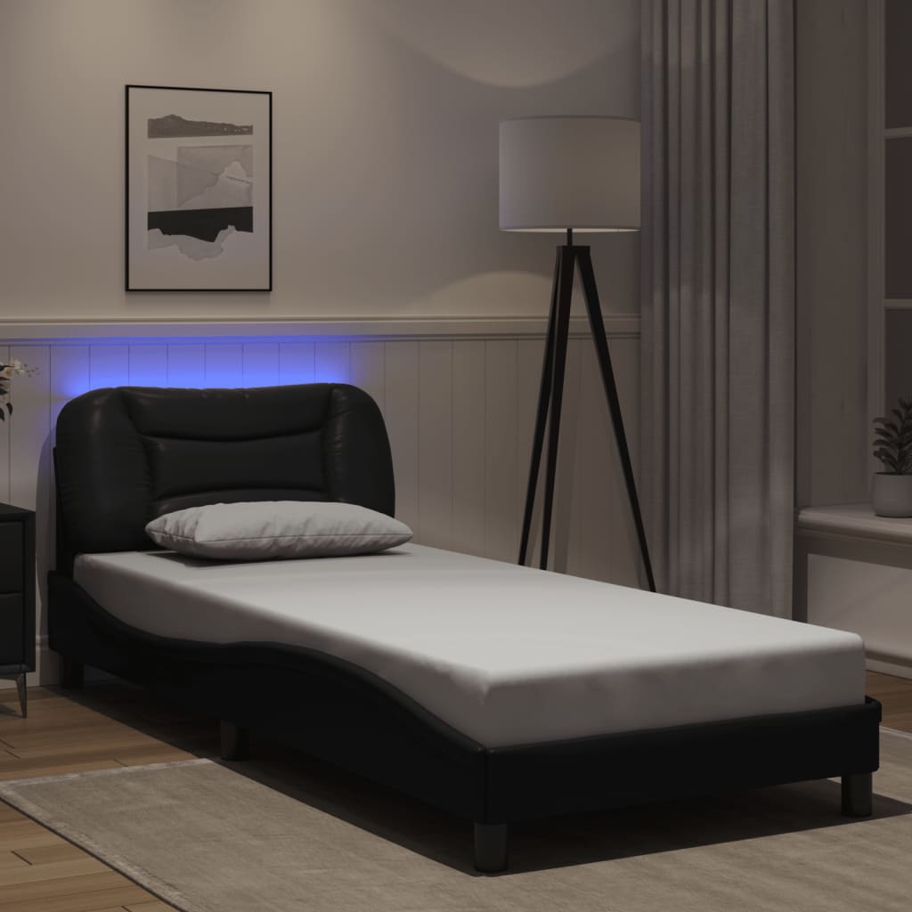 Bettgestell mit LED ohne Matratze "Hvar" Schwarz 90x200 cm