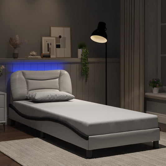 Bettgestell mit LED ohne Matratze "Hvar" Weiß und Schwarz 90x200 cm