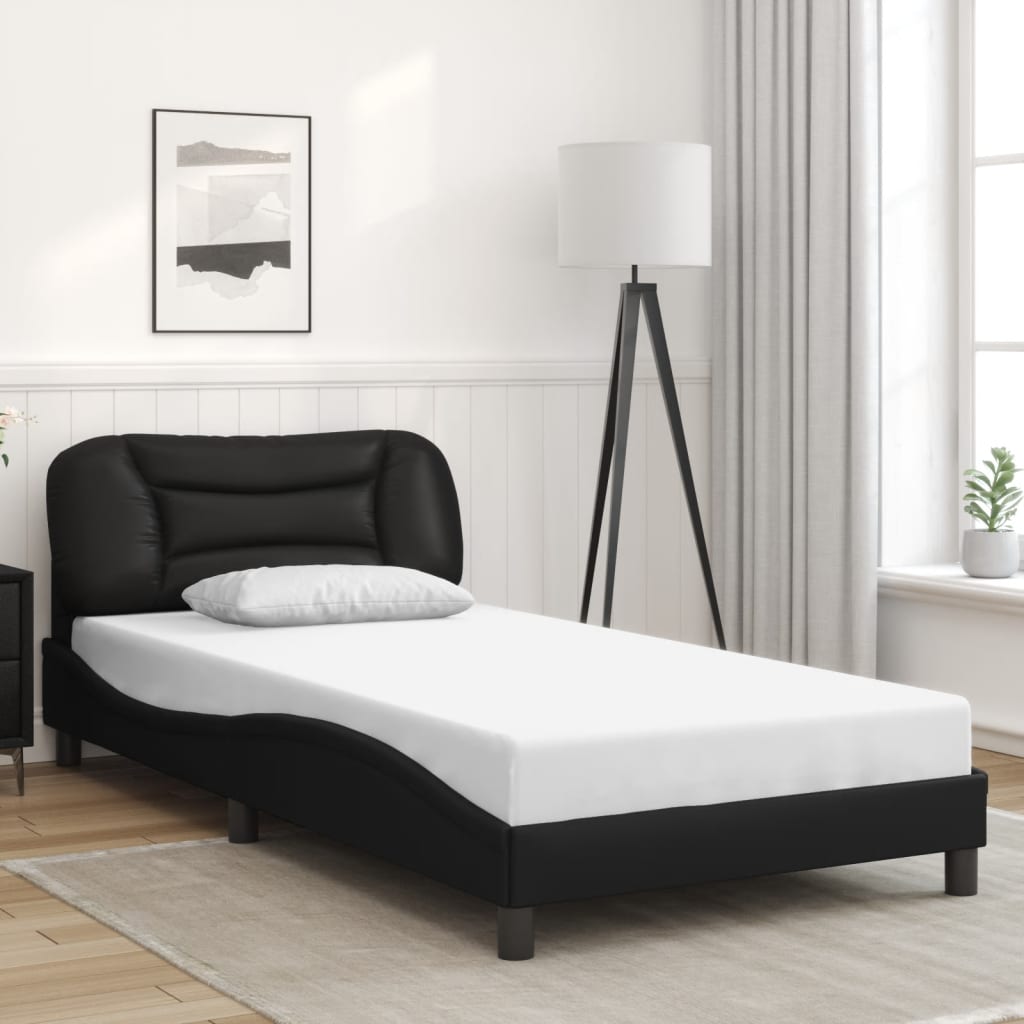 Bettgestell mit LED ohne Matratze "Hvar" Schwarz 100x200 cm