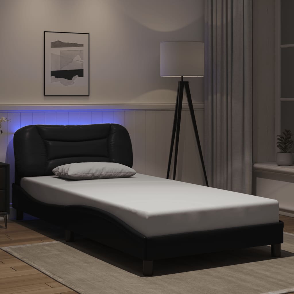 Bettgestell mit LED ohne Matratze "Hvar" Schwarz 100x200 cm