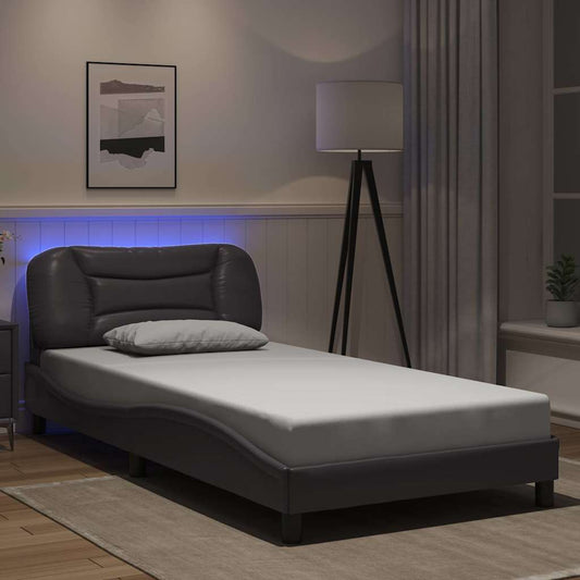 Bettgestell mit LED ohne Matratze "Hvar" Grau 100x200 cm