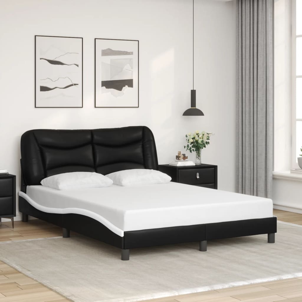 Bettgestell mit LED ohne Matratze "Hvar" Schwarz und Weiß 120x200 cm