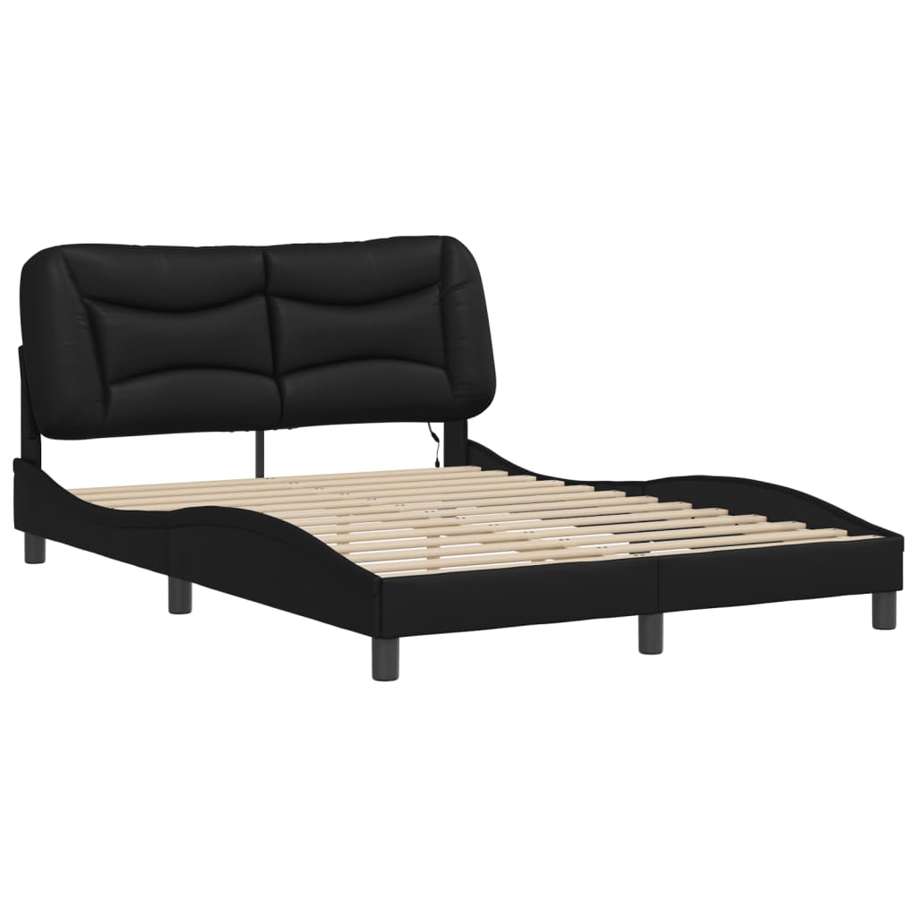 Bettgestell mit LED ohne Matratze "Hvar" Schwarz 140x190 cm