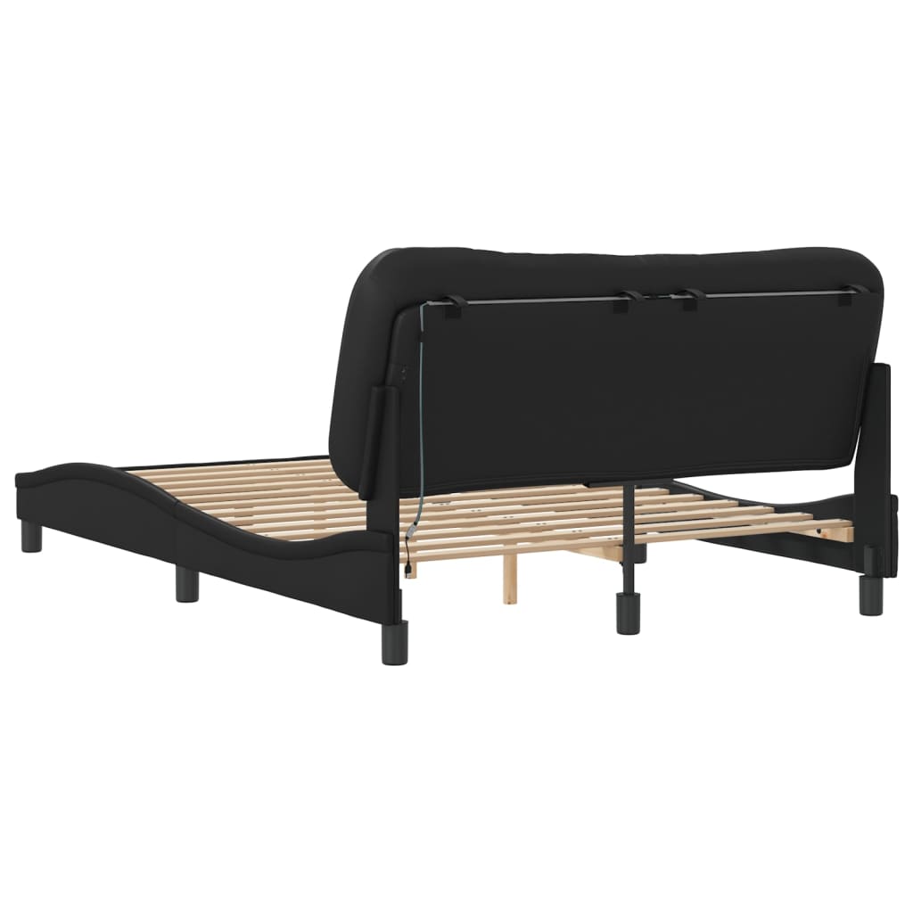 Bettgestell mit LED ohne Matratze "Hvar" Schwarz 140x190 cm