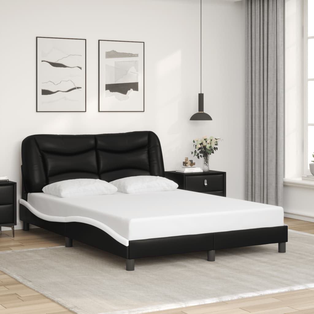 Bettgestell mit LED ohne Matratze "Hvar" Schwarz und Weiß 140x200 cm