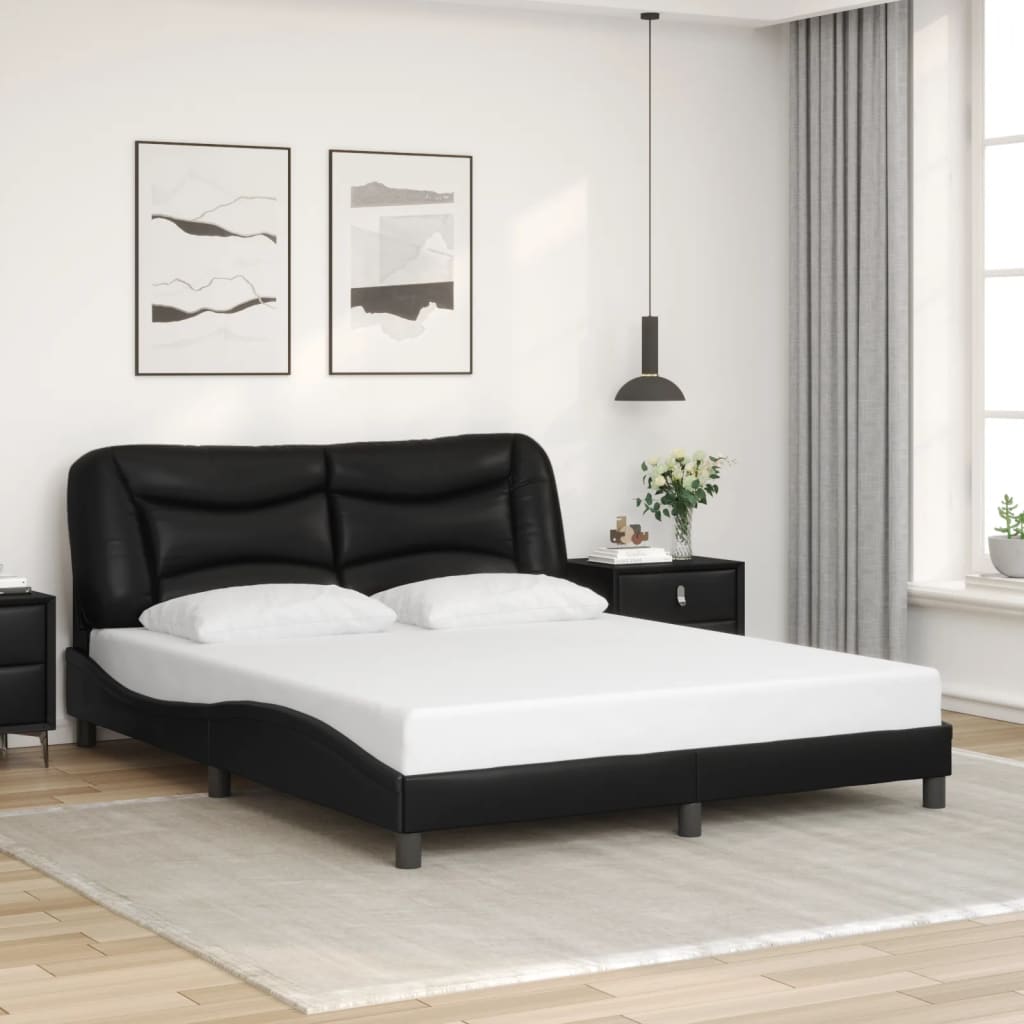 Bettgestell mit LED ohne Matratze "Hvar" Schwarz 160x200 cm