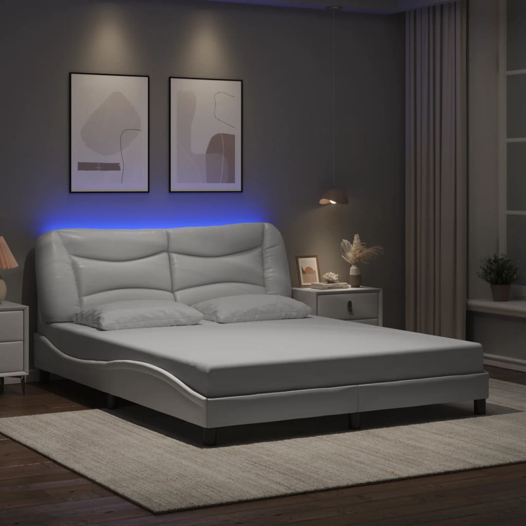 Bettgestell mit LED ohne Matratze "Hvar" Weiß 160x200 cm