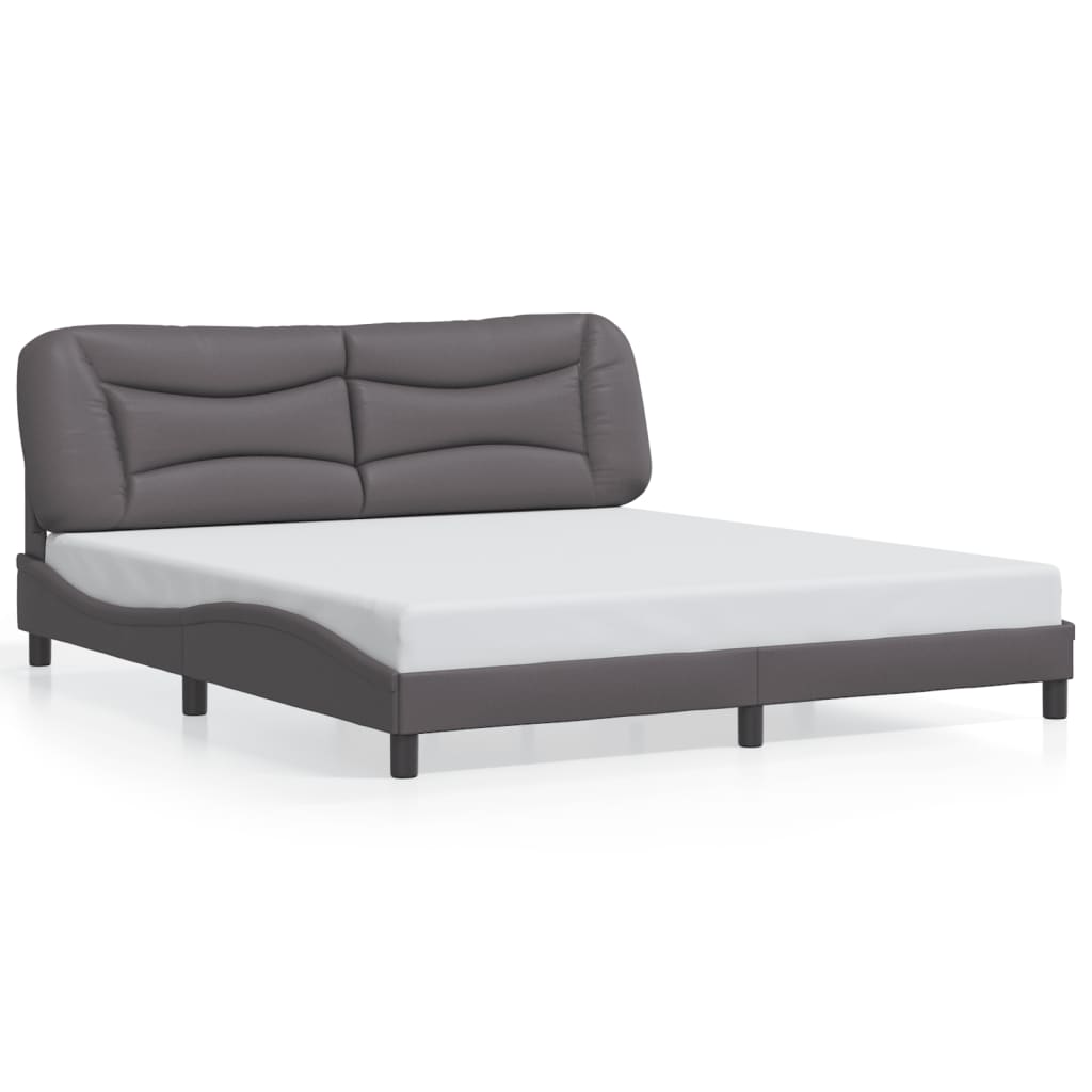 Bed frame with LED grey 180x200 cm artificial leather
