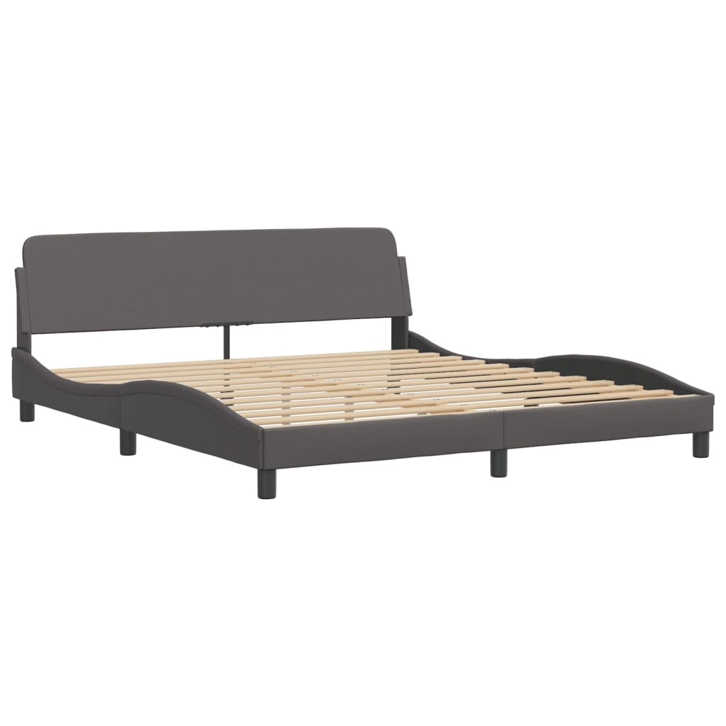 Bed frame with LED grey 180x200 cm artificial leather