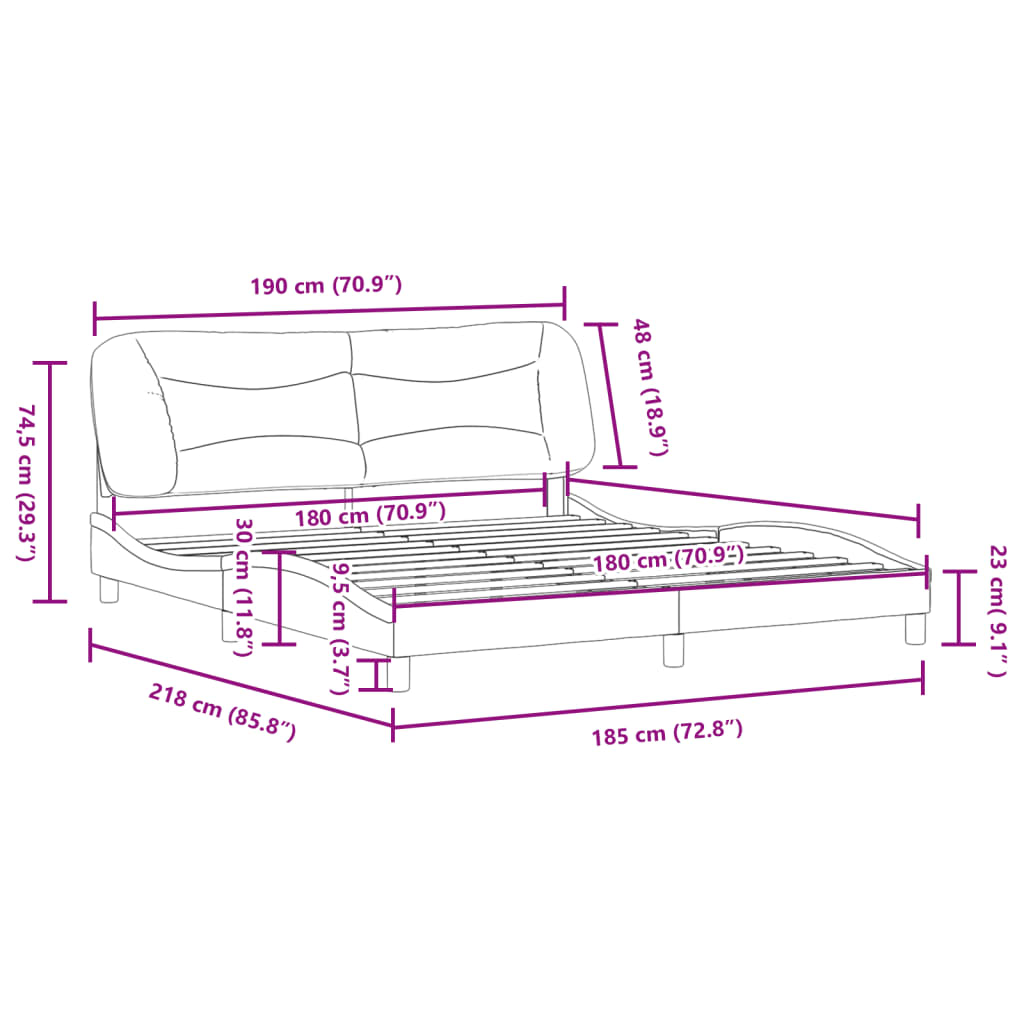 Bettgestell mit LED ohne Matratze "Hvar" Cappuccino-Braun 180x200 cm