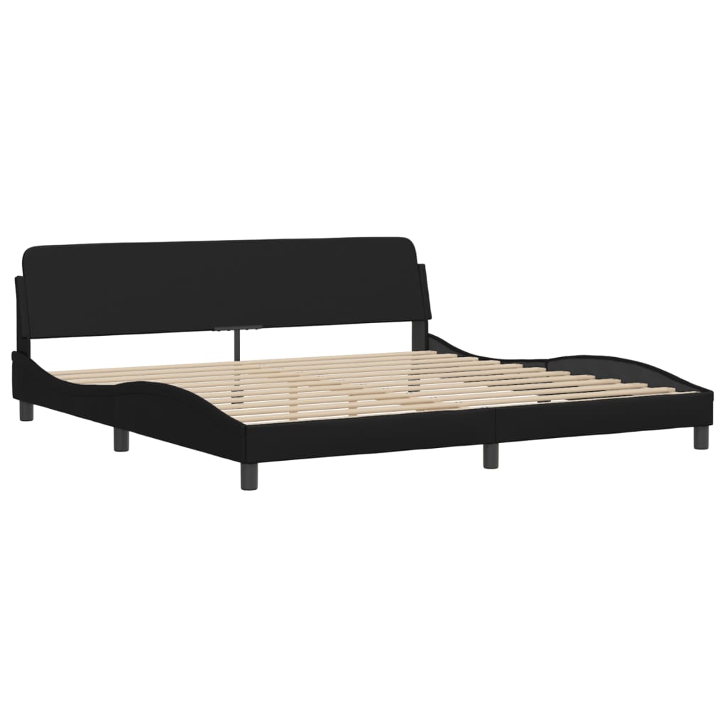 Bettgestell mit LED ohne Matratze "Hvar" Schwarz 200x200 cm