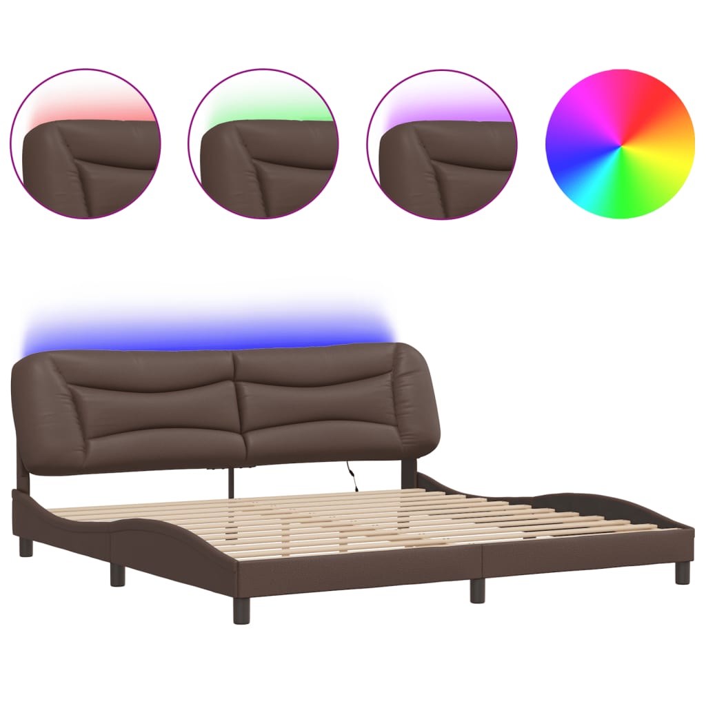 Bettgestell mit LED ohne Matratze "Hvar" Braun 200x200 cm