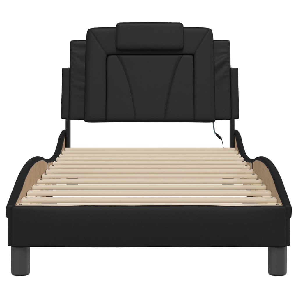 Bettgestell "Viana" mit LED ohne Matratze Schwarz 80x200 cm